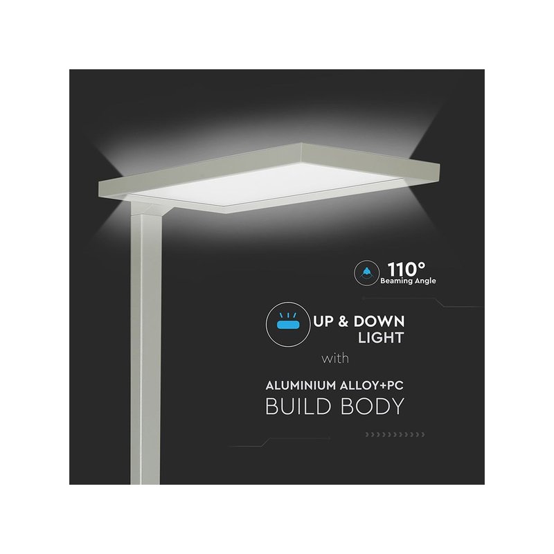 Piantana Lampada Led Da Terra Moderna Argento Con Touch Dimmerabile 80W Alta 195cm SKU-8521