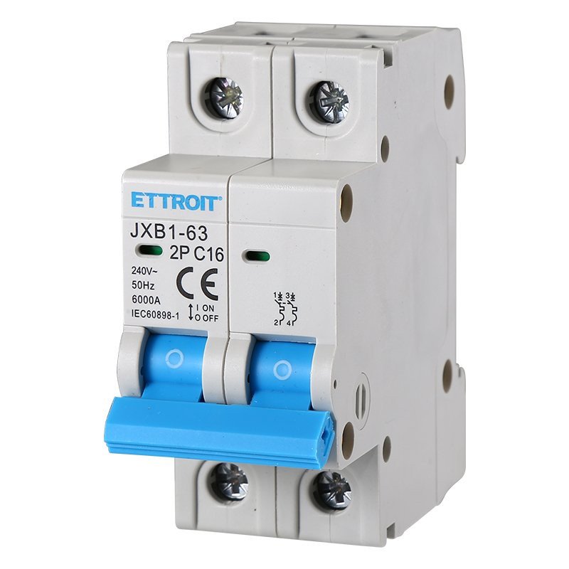 ETTROIT Interruttore Magnetotermico Automatico 2P 16A 6000A 220V Salvavita Stotz Occupa 2 Moduli DIN