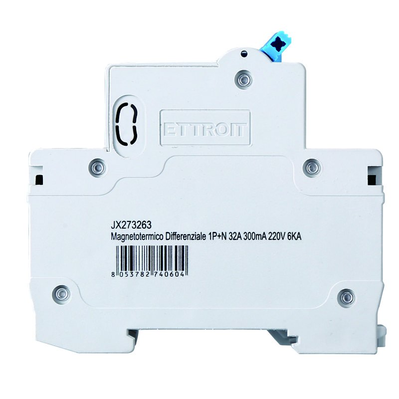 ETTROIT Interruttore Magnetotermico Differenziale 1P+N 32A 6KA 300mA 220V Occupa 2 Moduli DIN