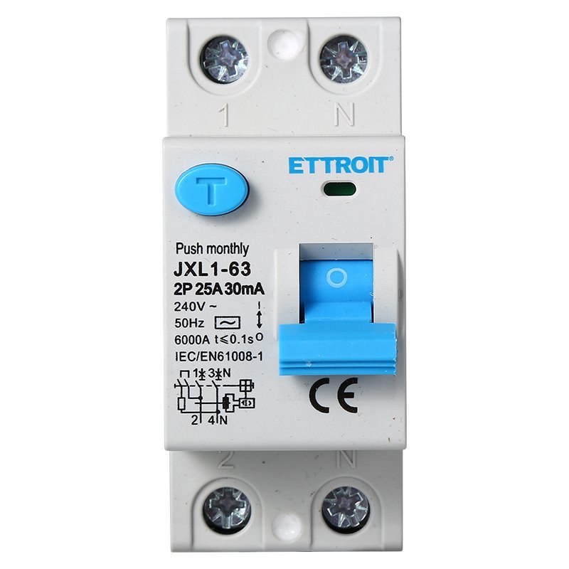 ETTROIT Interruttore Differenziale Puro 2P 25A 6kA 30mA 220V Salvavita Differenziale Occupa 2 Moduli DIN