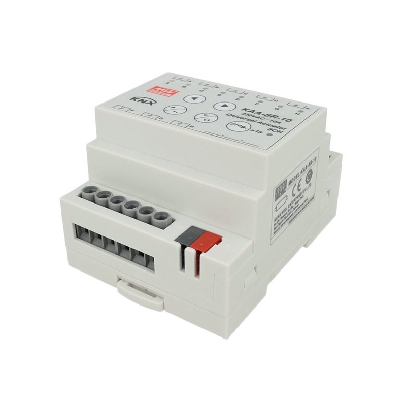 MeanWell KAA-8R-10 Attuatore KNX Universale Relay On/Off 8 Canali 10A Konnex Con Guida DIN Binario Per Tapparelle Saracinesche