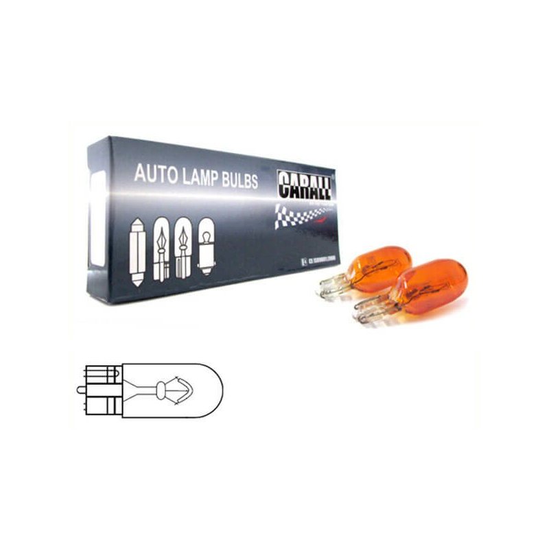 10 Pezzi Lampada Alogena T10 WY5W 12V 5W Amber Arancione Zoccolo Vetro W2,1x9,5d