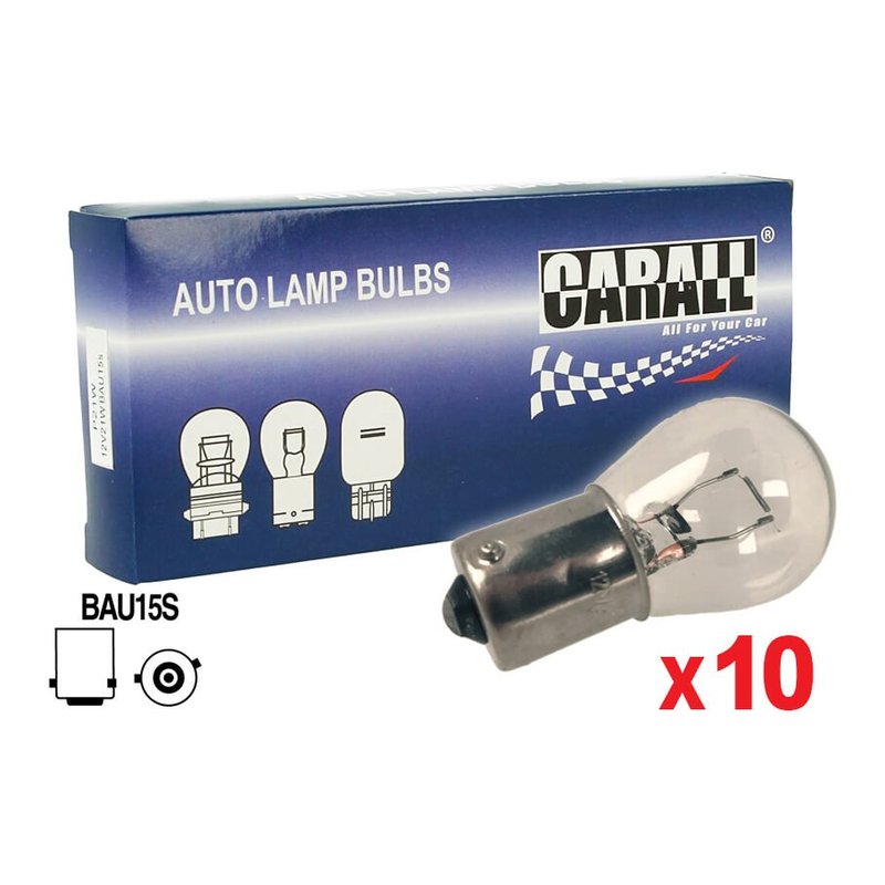 10 Pezzi Lampada Alogena S25 PY21W BAU15S 12V 21W Singolo Filamento Trasparente Piedi Storti