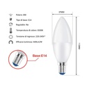 Lampada A Led E14 C37 8W Bianco Caldo 3000K 720 Lumen