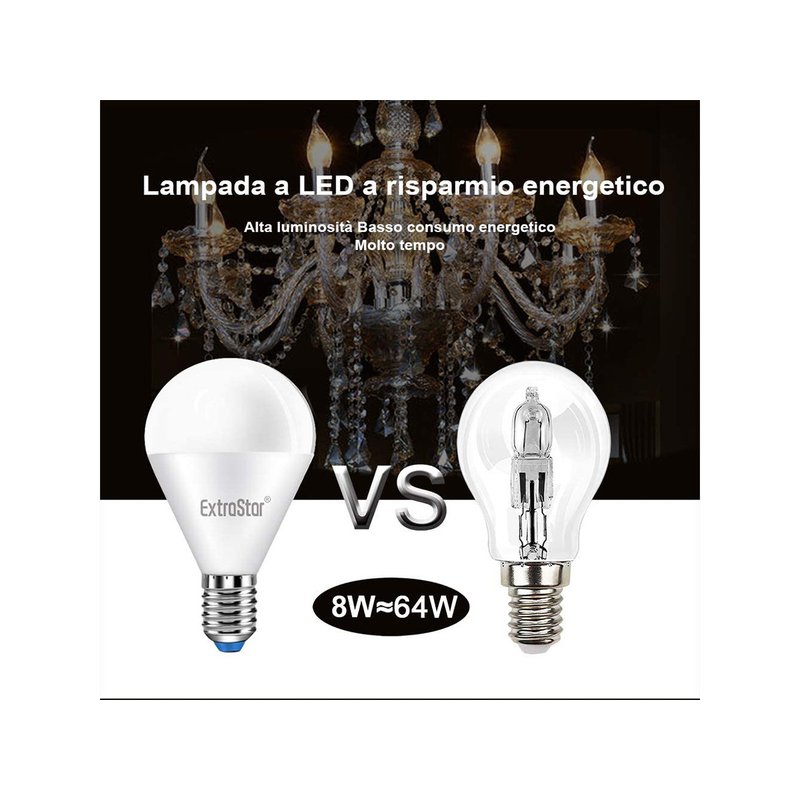 Lampada A Led E14 P45 G45 8W Bianco Caldo 3000K 720 Lumen