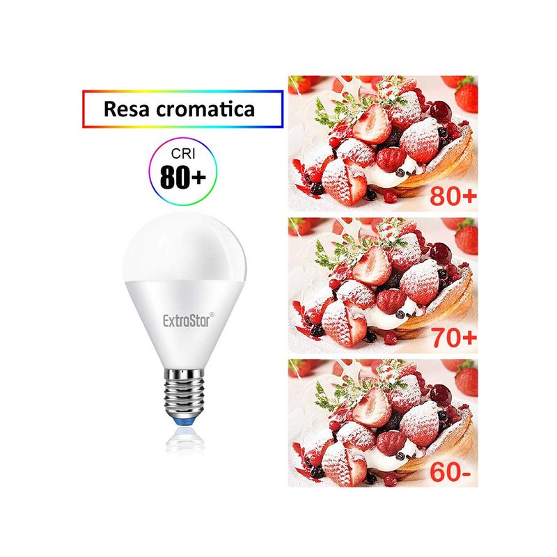 Lampada A Led E14 P45 G45 8W Bianco Caldo 3000K 720 Lumen