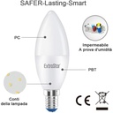 2 PZ Lampada A Led E14 C37 8W Bianco Caldo 3000K 720 Lumen