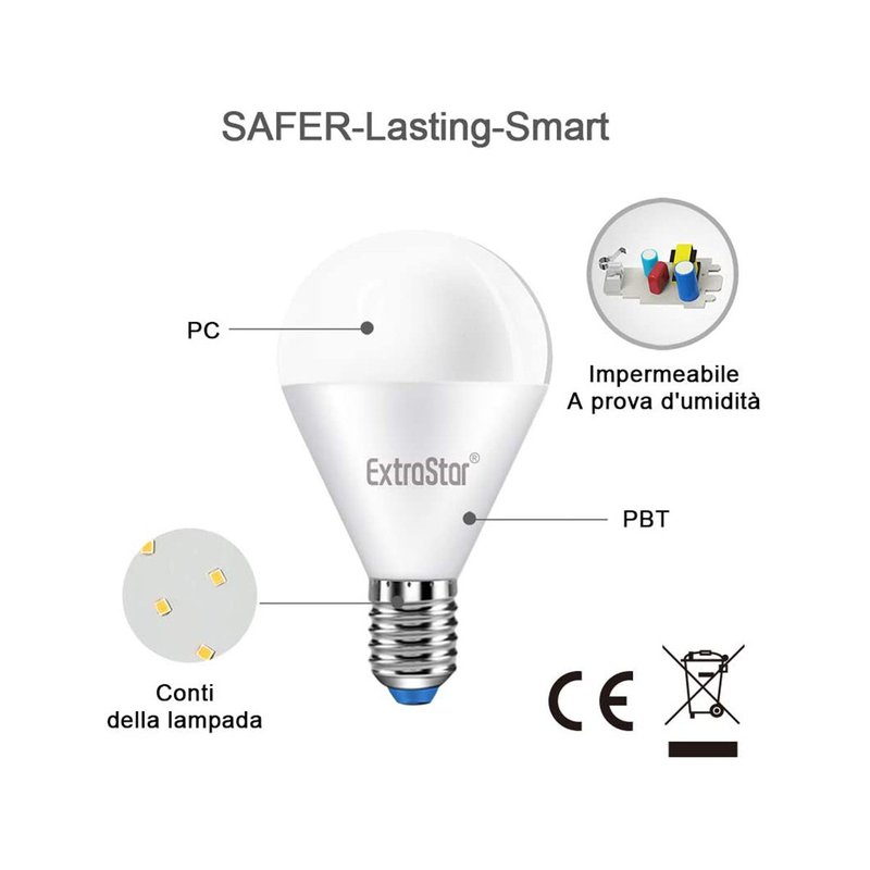 2 PZ Lampada A Led E14 P45 G45 8W Bianco Neutro 4200K 720 Lumen