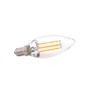 Lampada Filo Led a Filamento E14 C37 4W=40W 360 Gradi Bianco Caldo 2700K Candela A Goccia Oliva SKU-4301