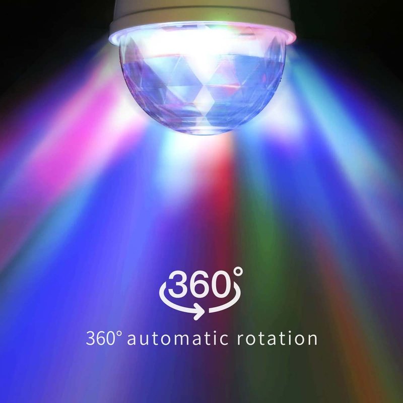 Luci Discoteca Led Lampada RGB LED Rotante a 360º E27 3W Effetto Stroboscopica