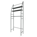 Scaffale per Lavatrice con 3 Ripiani Portaoggetti Salvaspazio Nero 166x65x25 cm