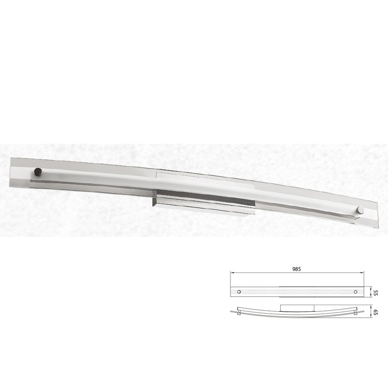 Applique Lampada Led Da Parete o Soffitto Moderna Designer Bend 18W Con Vetro Lunghezza 985mm 4000K Per Specchio Bagno SKU-3897