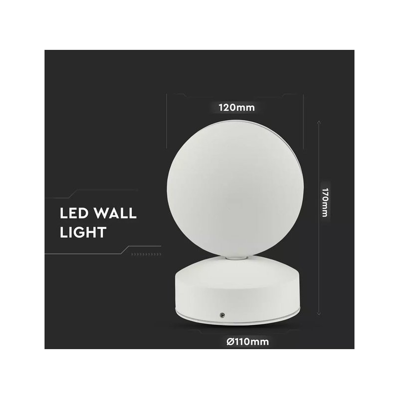 Applique Lampada LED da Muro o Soffitto 7W 4000K Carcassa Bianca Fascio Stretto 360 Gradi IP65 SKU-8218