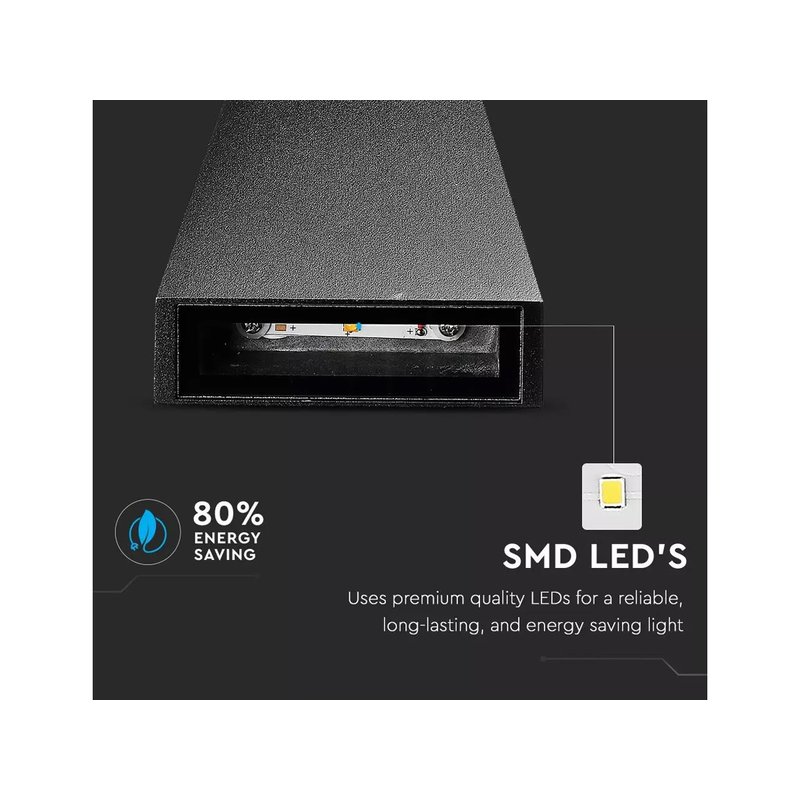 Applique Lampada LED da Muro Piramide 6W 4000K Carcassa Nera Doppio Fascio Luminoso Up-Down IP65 SKU-8298