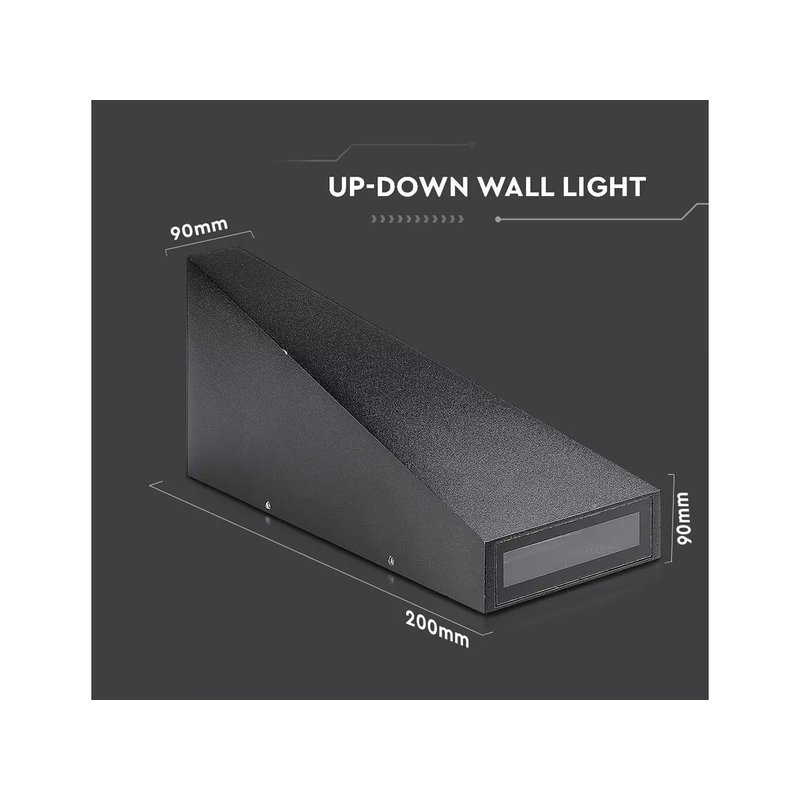 Applique Lampada LED da Muro Piramide 6W 4000K Carcassa Nera Doppio Fascio Luminoso Up-Down IP65 SKU-8298