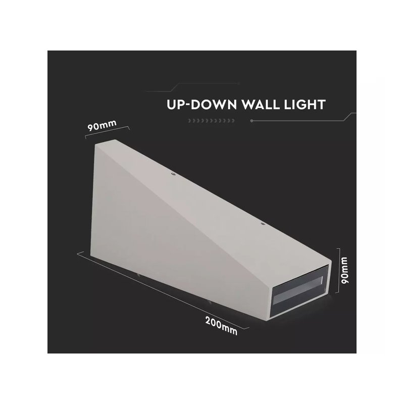 Applique Lampada LED da Muro Piramide 6W 3000K Carcassa Grigia Doppio Fascio Luminoso Up-Down IP65 SKU-8299