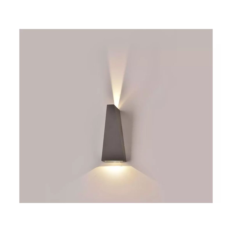 Applique Lampada LED da Muro Piramide 6W 3000K Carcassa Grigia Doppio Fascio Luminoso Up-Down IP65 SKU-8299