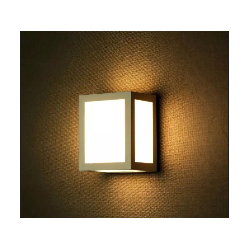 Applique Lampada Led Da Muro Parete a Lanterna 12W 3000K Carcassa Bianca IP65 360 Gradi SKU-8334