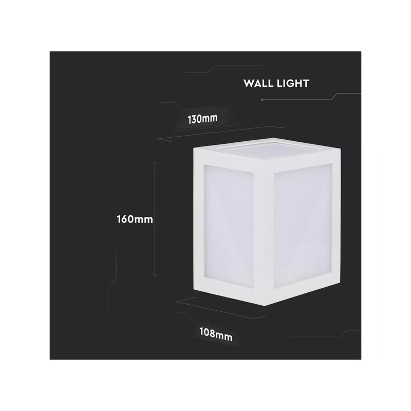 Applique Lampada Led Da Muro Parete a Lanterna 12W 4000K Carcassa Bianca IP65 360 Gradi SKU-8335