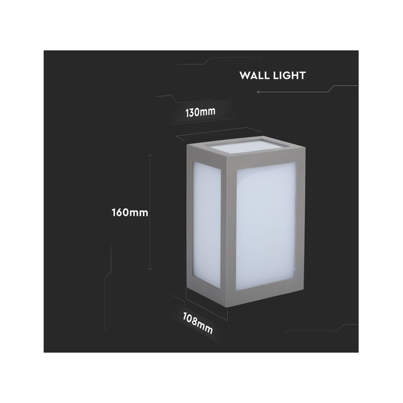 Applique Lampada Led Da Muro Parete a Lanterna 12W 3000K Carcassa Grigia IP65 360 Gradi SKU-8337