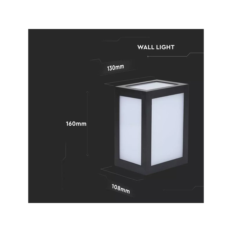 Applique Lampada Led Da Muro Parete a Lanterna 12W 3000K Carcassa Nera IP65 360 Gradi SKU-8340