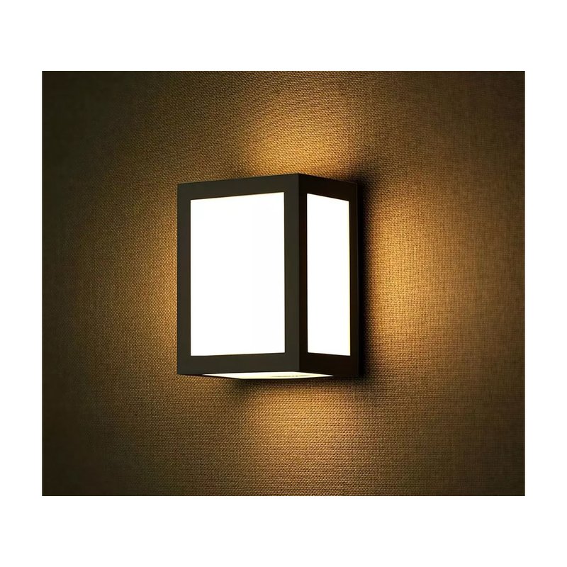 Applique Lampada Led Da Muro Parete a Lanterna 12W 6400K Carcassa Nera IP65 360 Gradi SKU-8342