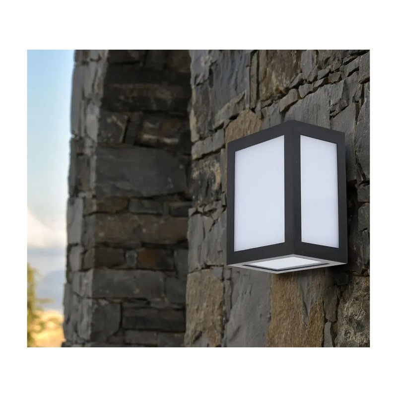 Applique Lampada Led Da Muro Parete a Lanterna 12W 6400K Carcassa Nera IP65 360 Gradi SKU-8342