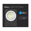 Applique Lampada Da Parete Quadrato Attacco GU10 IP44 Carcassa Nera Illuminazione Da Un Lato SKU-7510