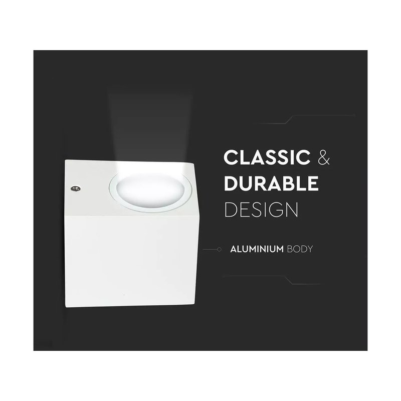 Applique Lampada Da Parete Quadrato Attacco GU10 IP44 Carcassa Bianca Illuminazione Da Un Lato SKU-7539