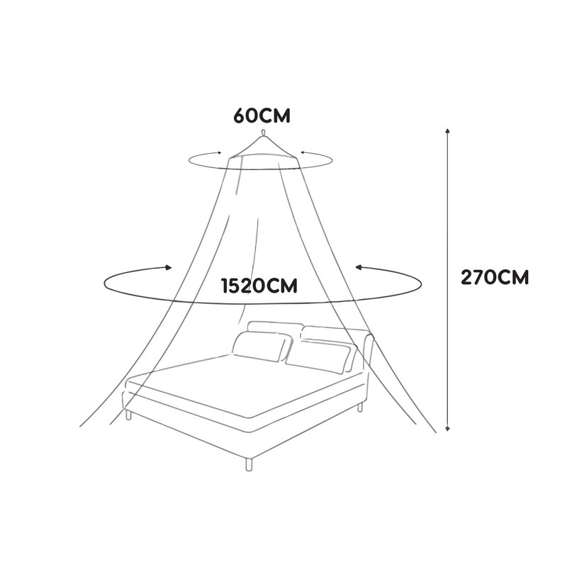 Zanzariera Letto Matrimoniale 60X270X1520cm Universale Forma a Cupola