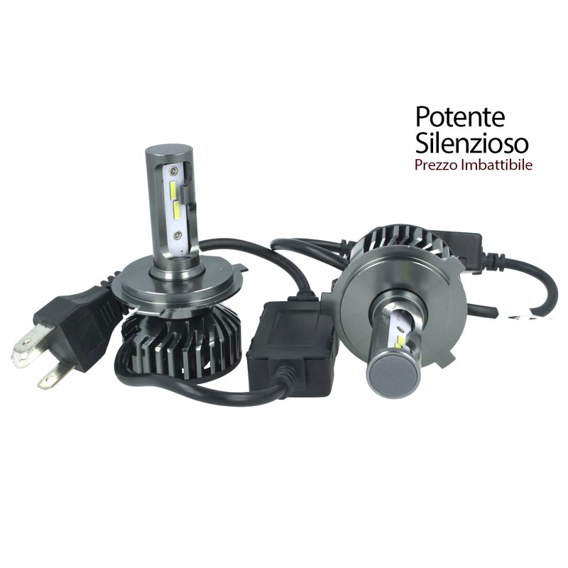 Kit Full Led Cob H4 26W Reale Bi-Led 12V Con Ventola Raffrenddamento Silenziosa Attacco Regolabile 2200 Lumen