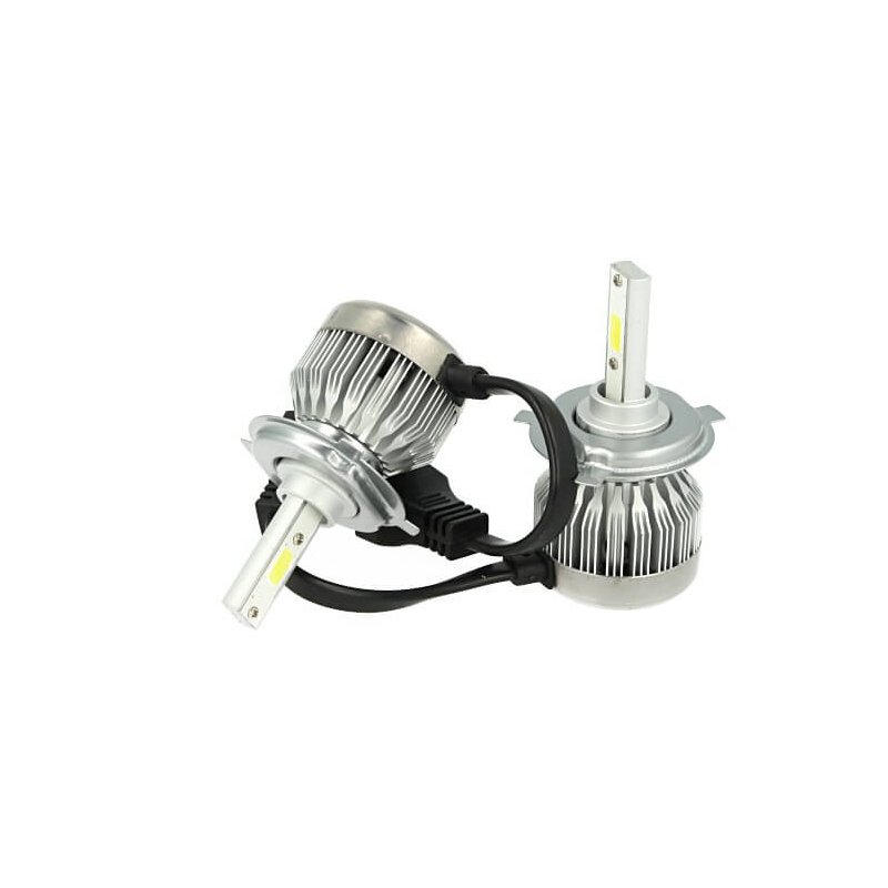 Kit Full Lampada Led Cob H4 20/20W 12V 24V Bi-Led Bi Luce Bianco 6000K Senza Driver e Ventilatore