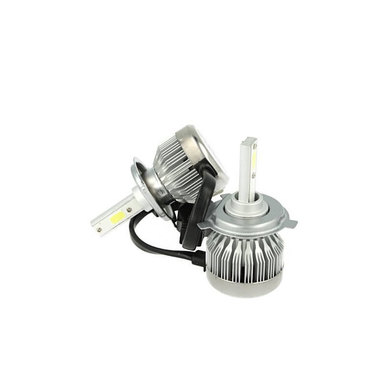 Kit Full Lampada Led Cob H4 20/20W 12V 24V Bi-Led Bi Luce Bianco 6000K Senza Driver e Ventilatore