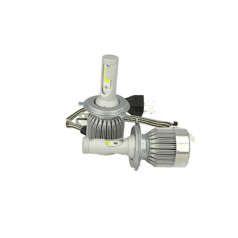 Kit Full Lampada Led Cob H4 20/20W 12V 24V Bi-Led Bi Luce Bianco 6000K Senza Driver e Ventilatore