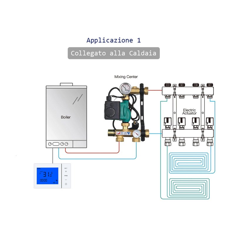 Termostato Con Display LCD Tasti Touch Rettangolare Standard 503 Programma Settimanale Per Caldaia A Gas Alimentato Con 2 Batterie AA