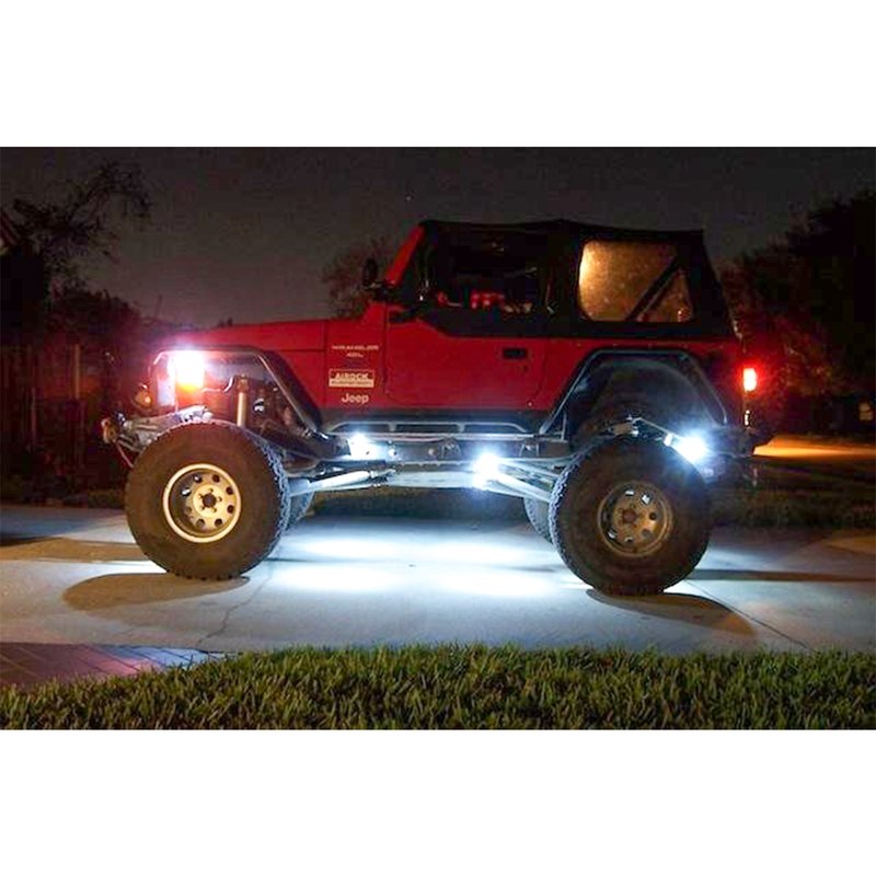 Kit Mini RGB Rock Light Bluetooth APP Sensore Musica Con 4 Luci Led 12V 24V IP68 Sottoscocca Per Jeep Off Road SUV Barca