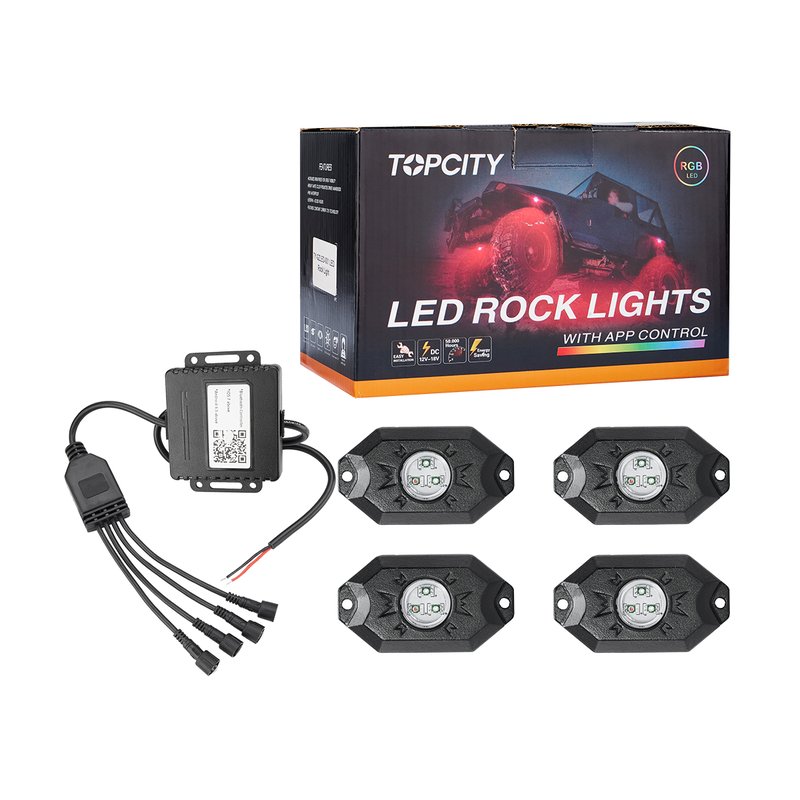 Kit Mini RGB Rock Light Bluetooth APP Sensore Musica Con 4 Luci Led 12V 24V IP68 Sottoscocca Per Jeep Off Road SUV Barca