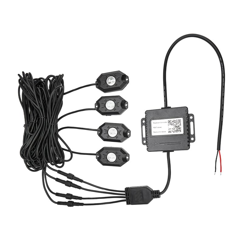 Kit Mini RGB Rock Light Bluetooth APP Sensore Musica Con 4 Luci Led 12V 24V IP68 Sottoscocca Per Jeep Off Road SUV Barca