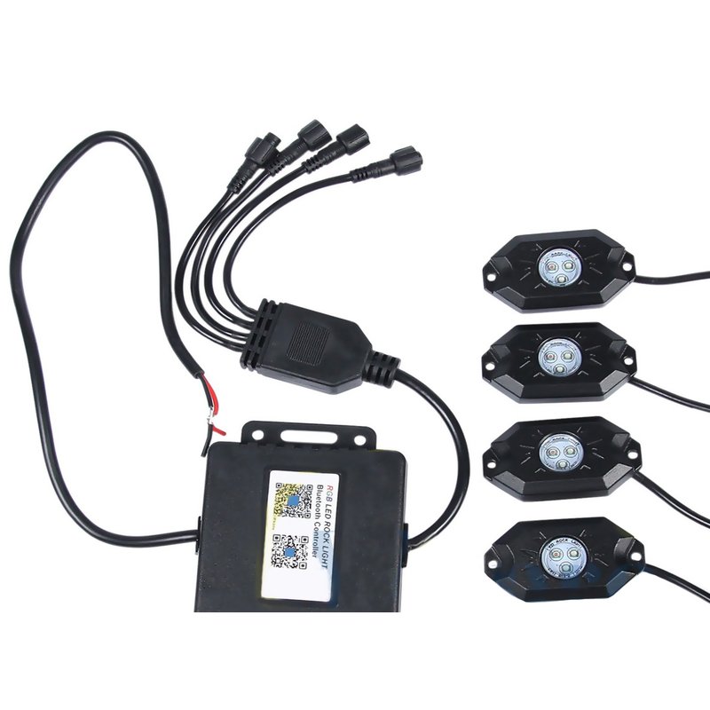 Kit Mini RGB Rock Light Bluetooth APP Sensore Musica Con 8 Luci Led 12V 24V IP68 Sottoscocca Per Jeep Off Road SUV Barca