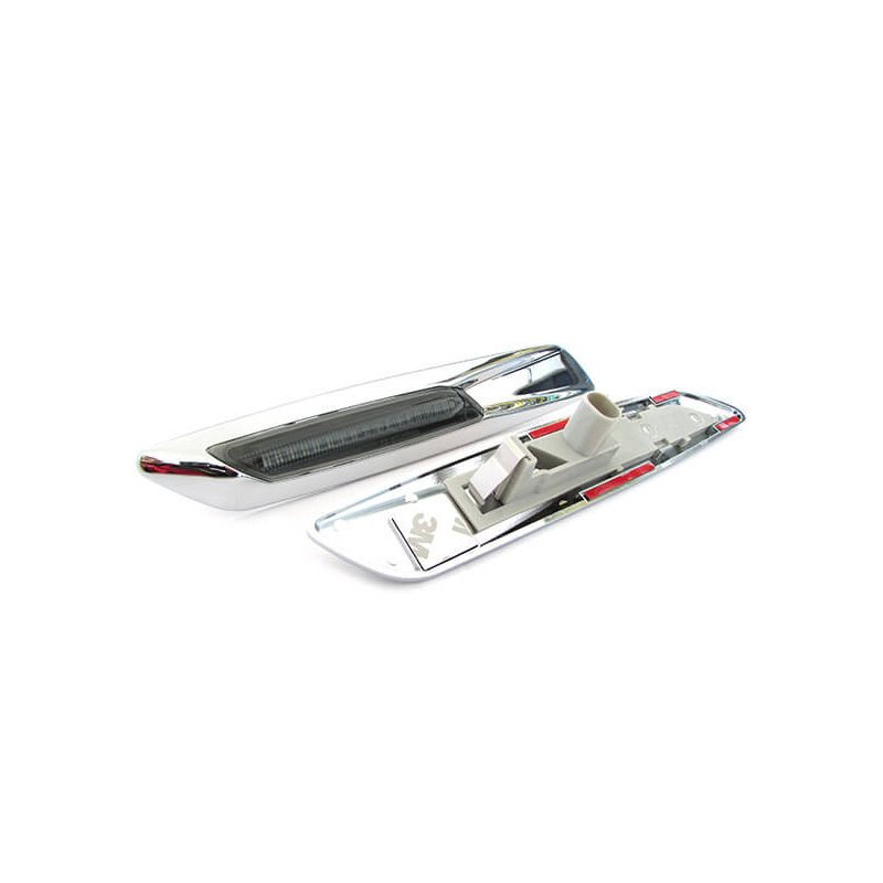 Kit Freccia Laterale a Led Side Marker Argento Cromato Lente Fume BMW E81 E82 E87 E88 E90 E91 E92 E93 E60 E61 F10