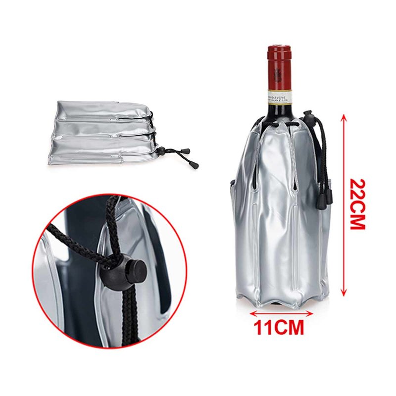 Refrigeratore per Vino Raffreddatore per Bottiglie di Vino Manicotto per Congelatore Vodka Tequila 11x22cm Grigio