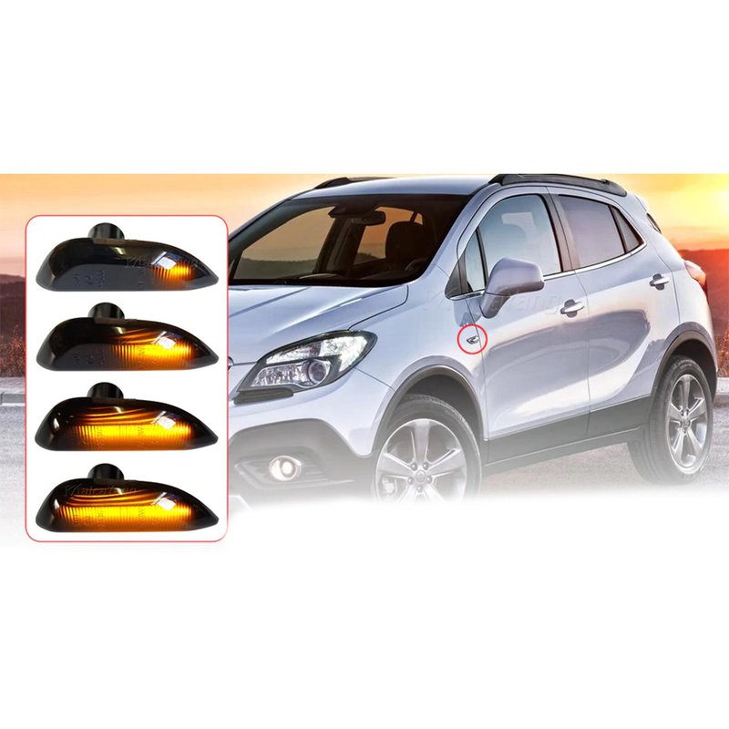 Kit Freccia Laterale a Led Side Marker Dinamica Lente Fume Opel Mokka X Chevrolet Trax Resistenza Inclusa