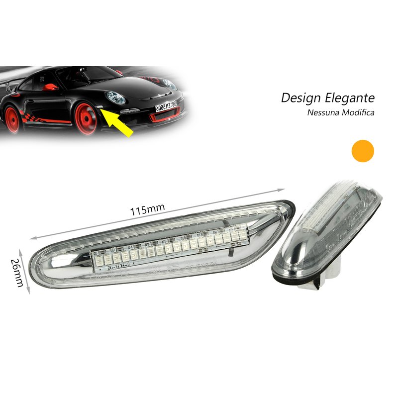 Kit Freccia Laterale a Led Side Marker Dinamica Lente Trasparente BMW E46 E36 E90 E91 E60 E61 E81 E82 E87 E88 E92 E93 X1 E84 X3 E83 X5 E53