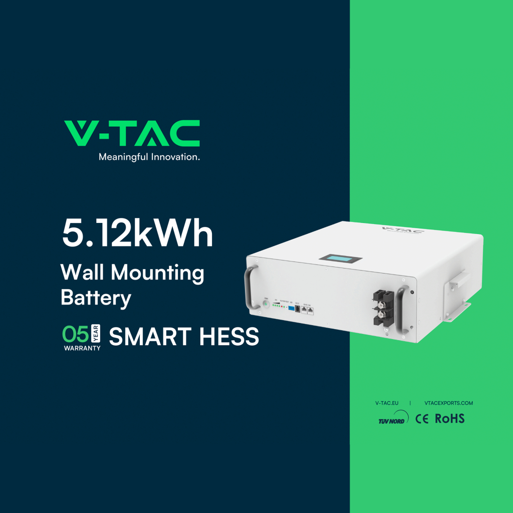 Batteria di Accumulo 5.12kWh al Litio-Ferro-Fosfato LiFePO4 BMS Integrato per Inverter Fotovoltaici CEI 0-21 51.2V 100Ah Garanzia 10 Anni SKU-11526