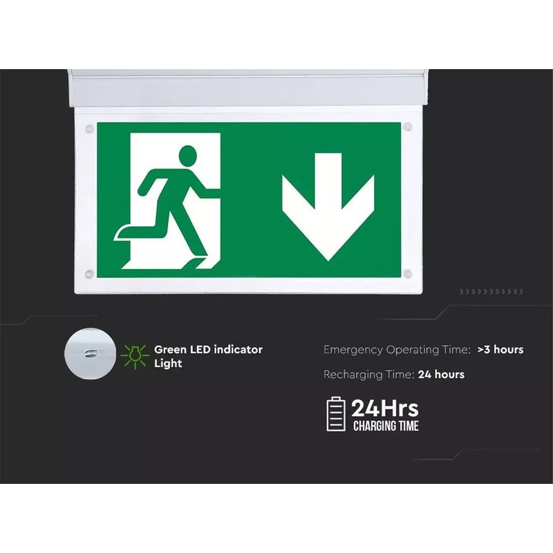 Kit Emergenza Da Parete Muro Soffitto Orientabile 90 Gradi Modalita SA e SE Led Samsung 2W 3 Ore Autonomia Indicatore Uscita Emergenza SKU-836