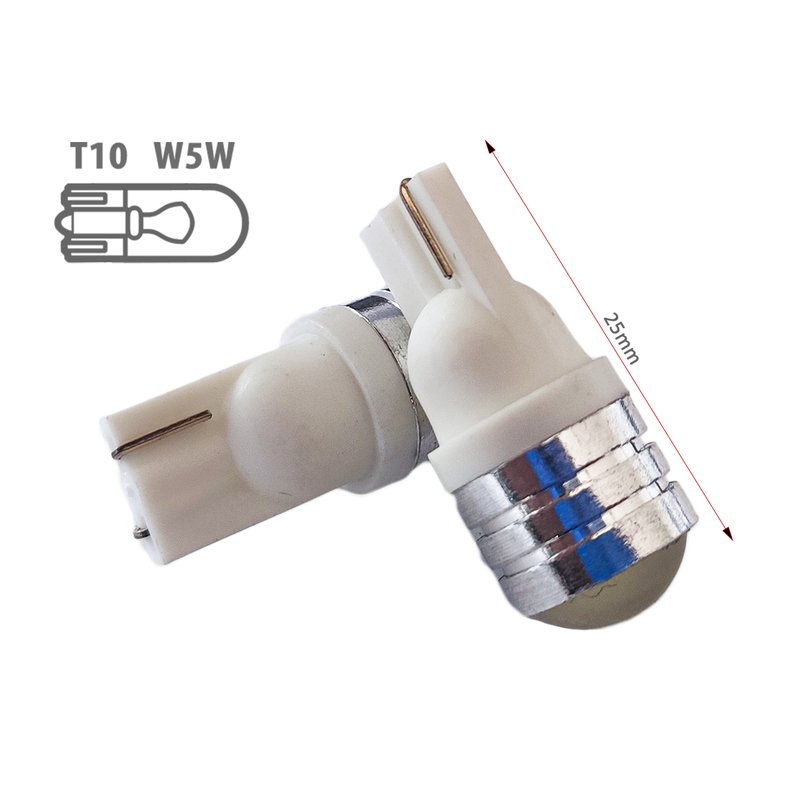 Lampada Led T10 W5W 1 COB da 1W Bianco Luci Posizione 12V