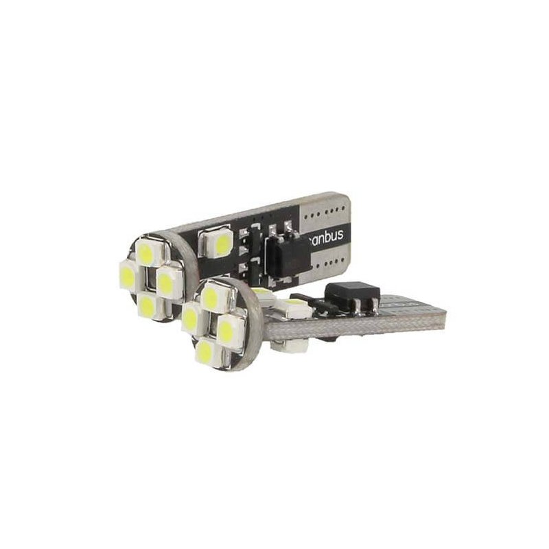 Lampadina Led Canbus T10 W5W 8 Smd 3528 Bianco No Errore Check Luci 12V Senza Polarita