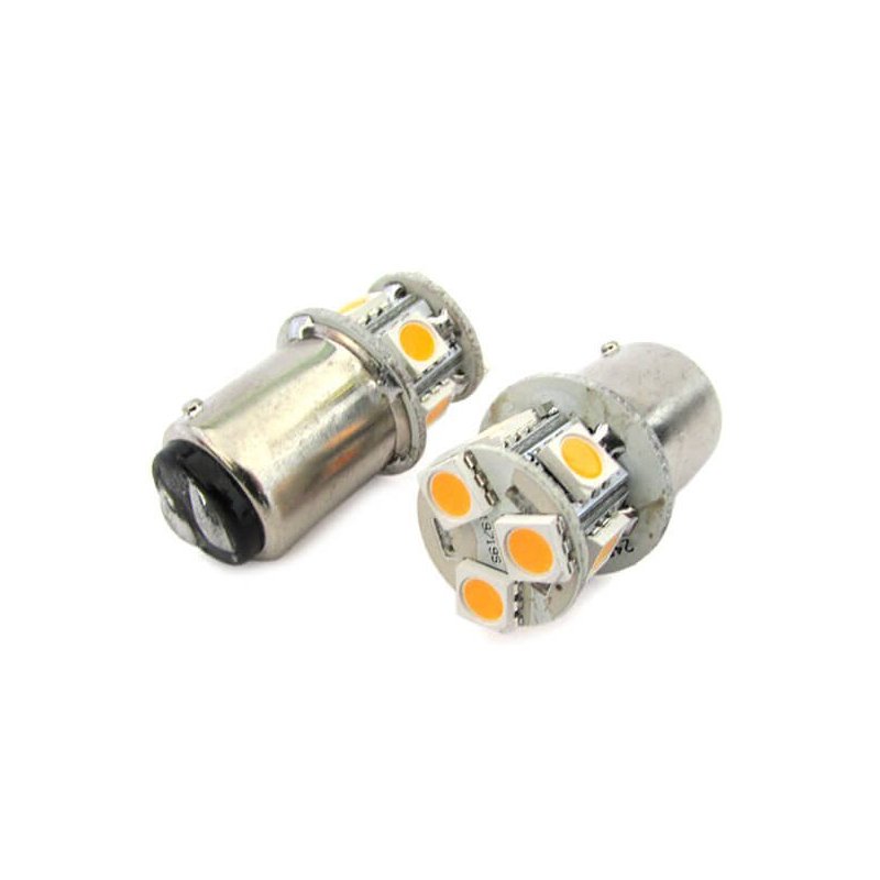 2 Lampade Led Barca Nautica BA15D B15D Bianco Caldo 12V 24V 2W No Polarita Piedi Dritti 8 Smd 5050 Baionetta G18