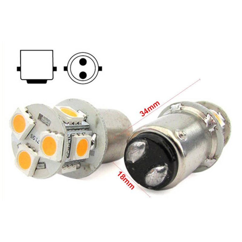 2 Lampade Led Barca Nautica BA15D B15D Bianco Caldo 12V 24V 2W No Polarita Piedi Dritti 8 Smd 5050 Baionetta G18