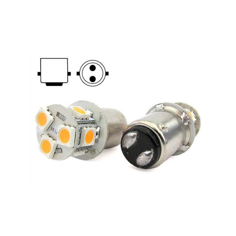 2 Lampade Led Barca Nautica BA15D B15D Bianco Caldo 12V 24V 2W No Polarita Piedi Dritti 8 Smd 5050 Baionetta G18